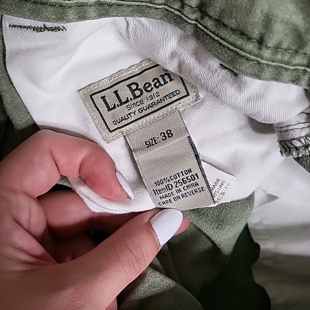 Mens L.L. Bean Cargo Shorts Size 38 Green Cotton Spring Summer Classic Preppy ✨️ - Picture 2 of 5